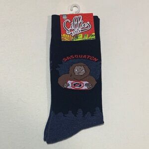NWT Sillies Socks Sasquatch Sign Black Crew Socks